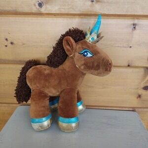 Afro Unicorn Unique 10" Standing Plush Stuffed Toy with Crown and Earrings